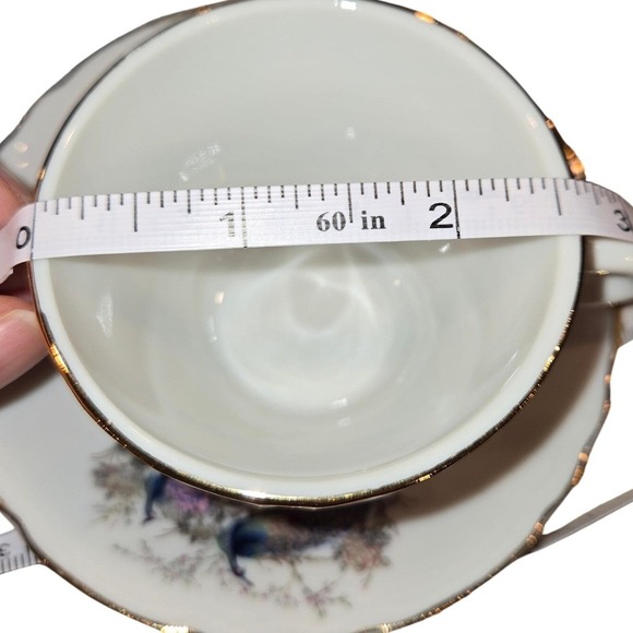 Heisei Japan Peacock Floral Porcelain Tea Set 15pc Gold Trim Teapot Cups Saucers - Picture 8 of 16